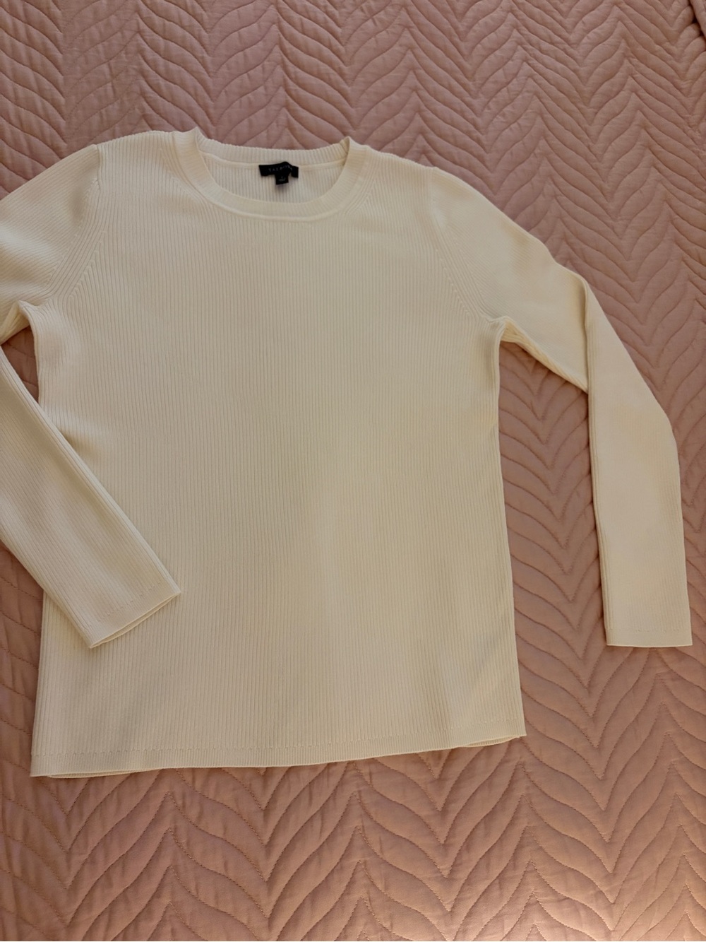 Talbots Ribbed Knit Sweater Cream Ivory Cotton Modal Blend Long Sleeve S